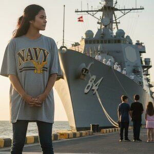 ⚓ US Navy Military Graphic Logo Gray Tee ⚓